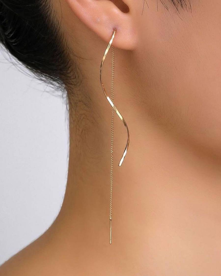 گوشواره طلا میخی گوشواره طلا آویز حلقه ای