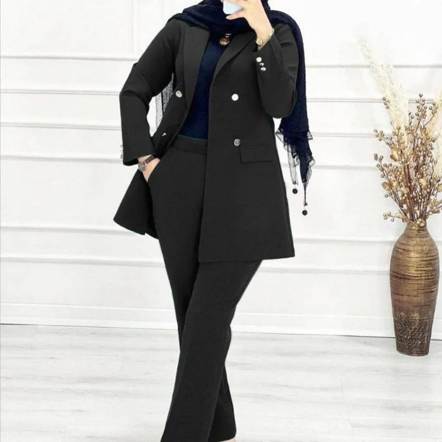 مجلسی برای عروسی مدل کت و شلوار کرپ زنانه 