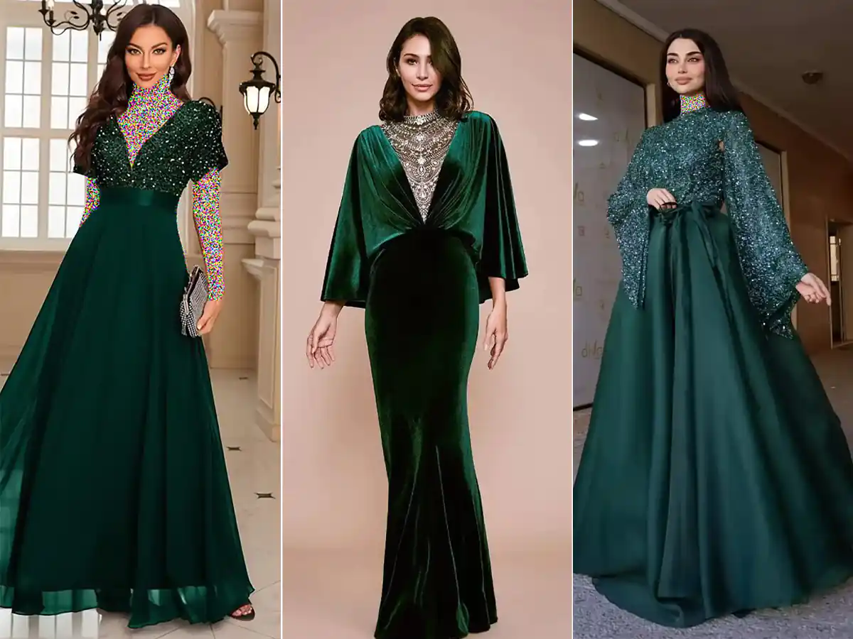 لباس مجلسی سبز زمردی 