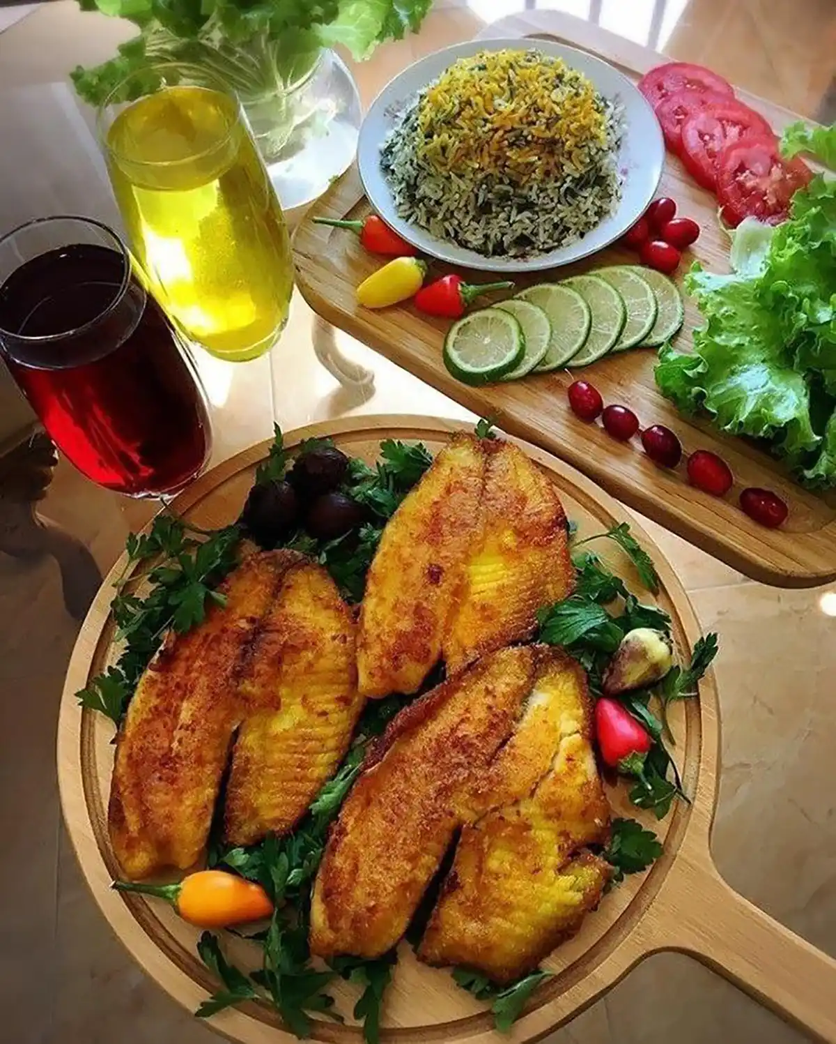 تزیین سبزی پلو با ماهی
