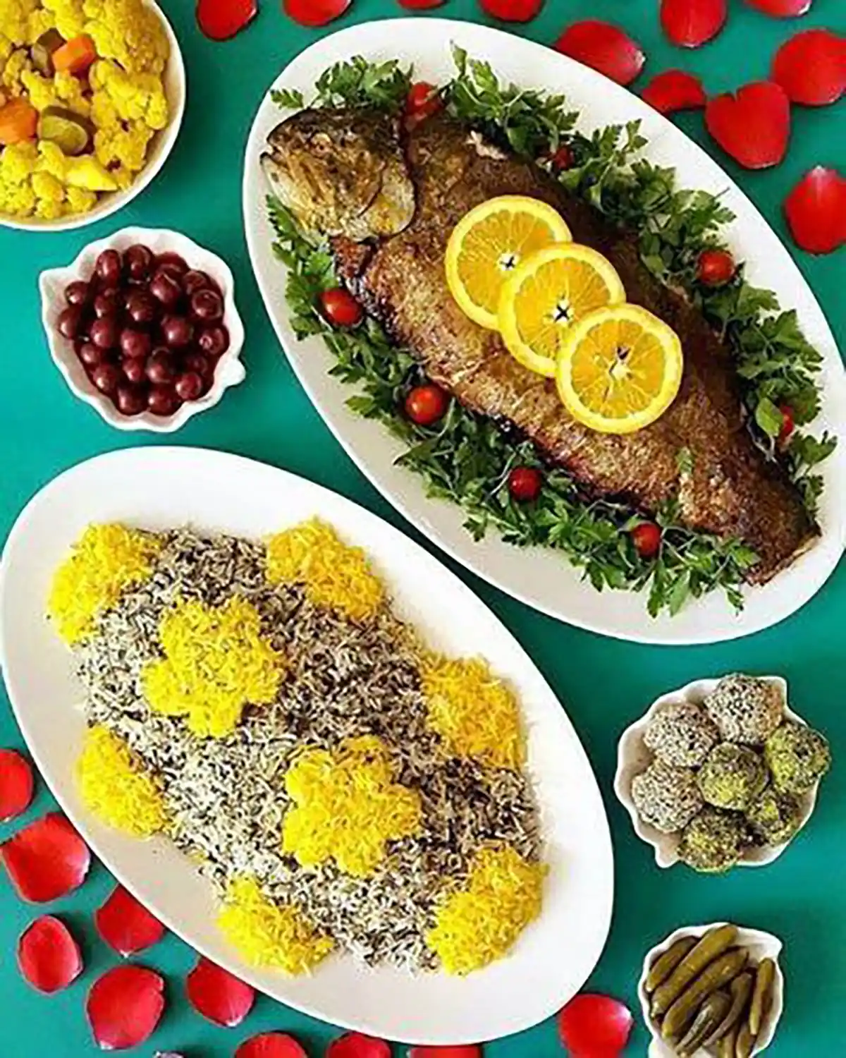 غذای کنار سبزی پلو با ماهی
