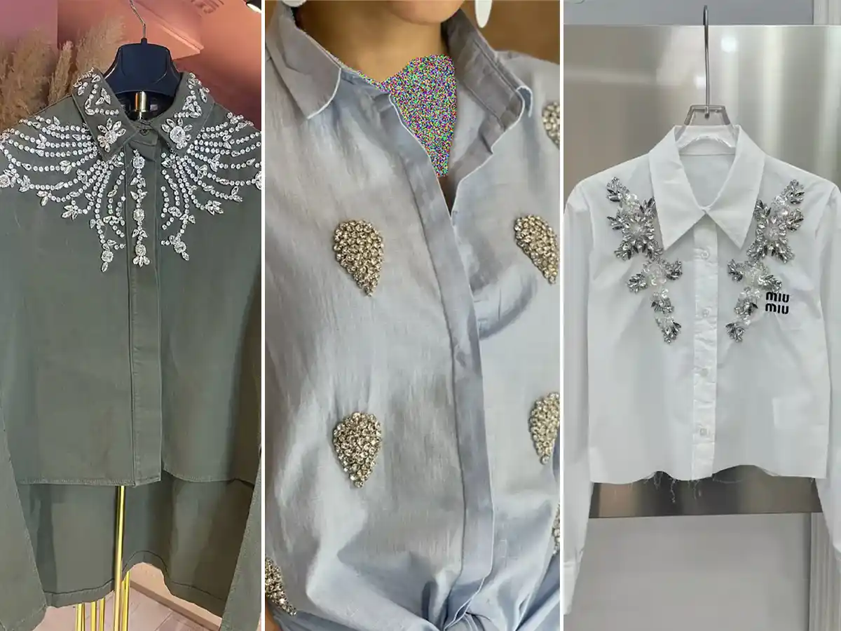 جواهر دوزی روی شومیز مجلسی