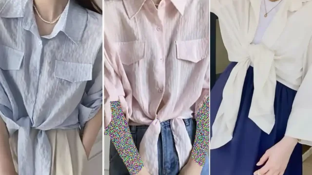 شومیز پایین گره ای ترند جدید سال  برای ساختن یه استایل تابستونی خنک و راحت با دامن گل‌دار