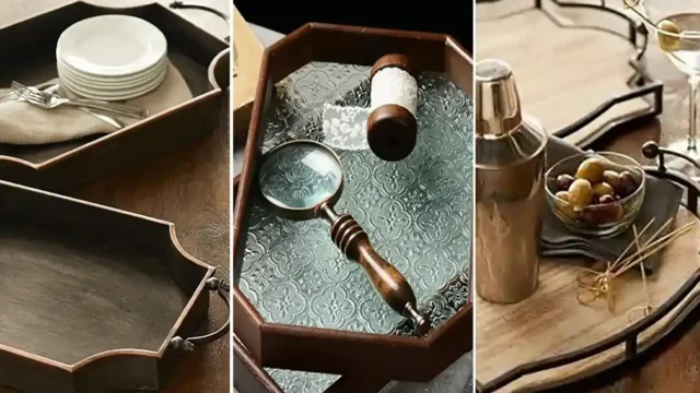سینی شیک پذیرایی وقتی از جنس چوب، آینه یا استیل باشه یه ترکیب جذاب از سنت، مدرن و مینیمال توی فضای خونه می‌سازه