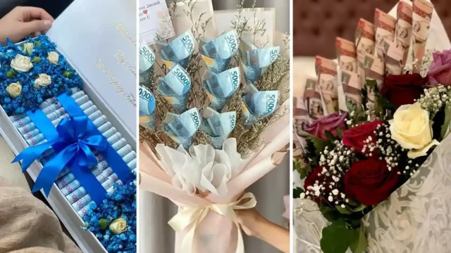 تزیین پول برای هدیه ساده و شیک برای مراسمات خاص و بهترین گزینه برای کادو دادن