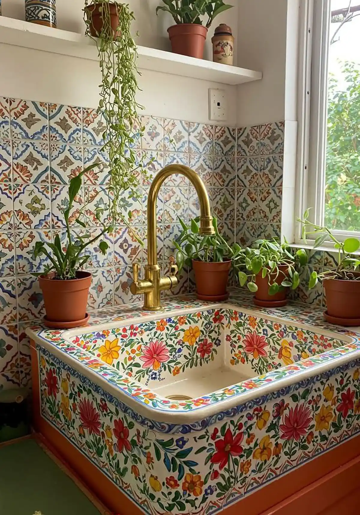 روشویی گل دار سنتی