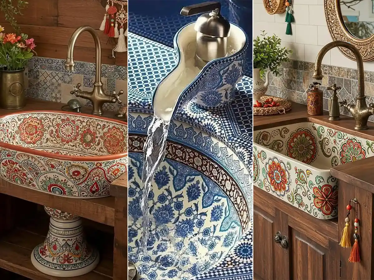 روشویی گل دار سنتی