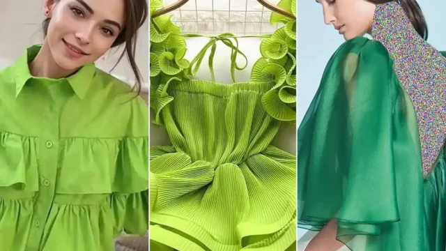 شومیز سبز مجلسی زنانه | آشنایی با مدل‌های یقه و آستین خاص شومیز برای داشتن استایل متفاوت