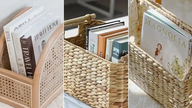 کتابخونه حصیری | با این ۱۵ مدل خاص یه گوشه دنج و طبیعی تو خونه‌ات درست کن
