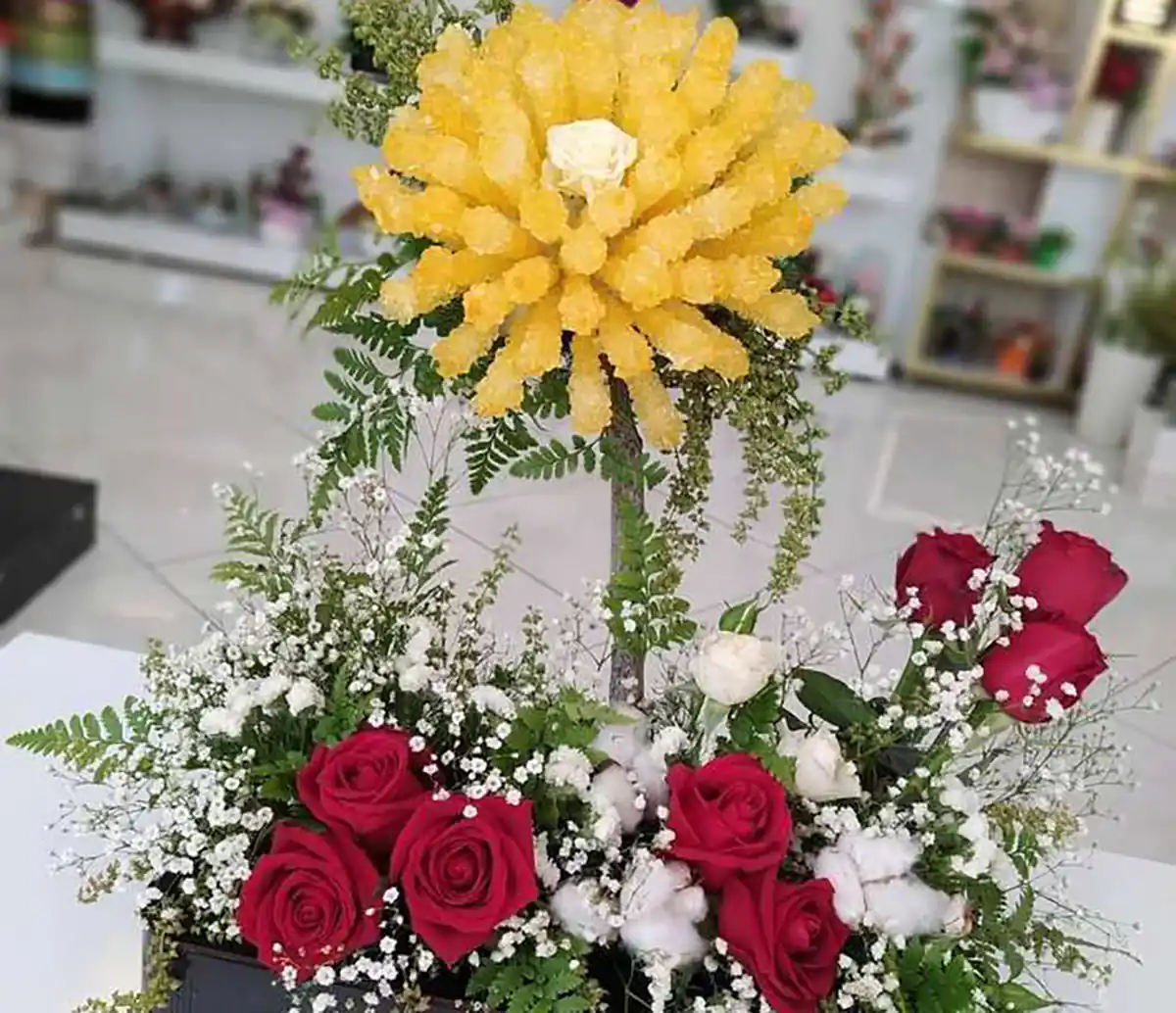 شاخه نبات داماد در مشهد
گیفت شاخه نبات نامزدی
شاخه نبات عروس جدید
تزیین نبات روی اسفنج
آموزش درست کردن شاخه نبات عروس
قیمت شاخه نبات بله برون

