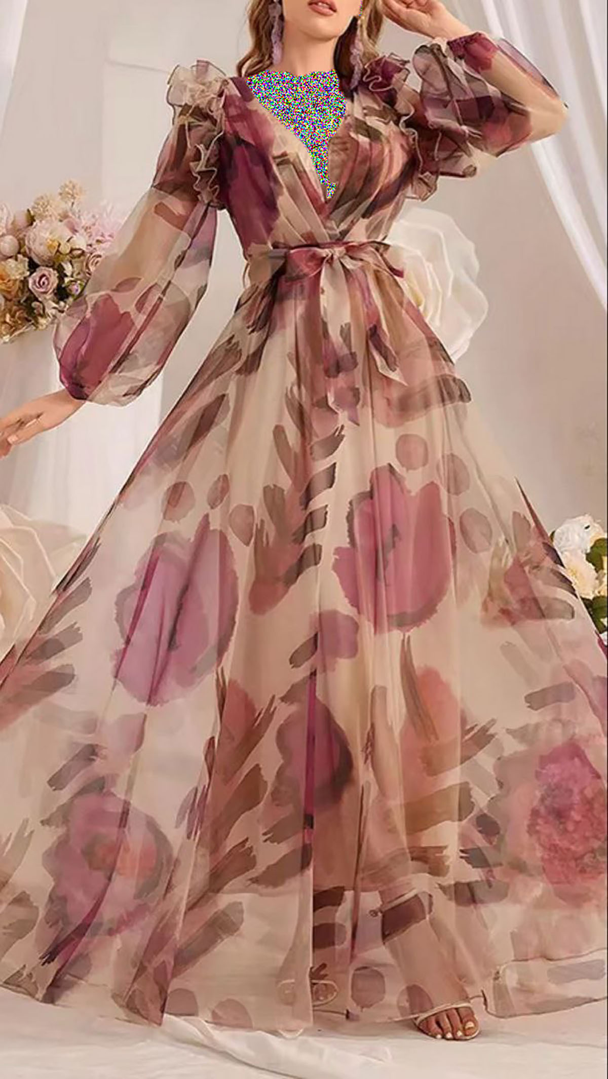 مدل لباس حریر گلدار مجلسی
