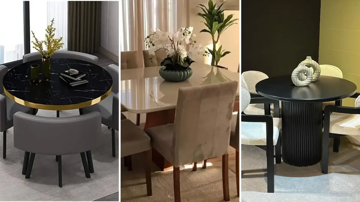 کلاژ سه مدل صندلی ناهارخوری پارچه‌ای